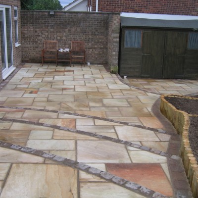 Indian stone steps and Tegula edging